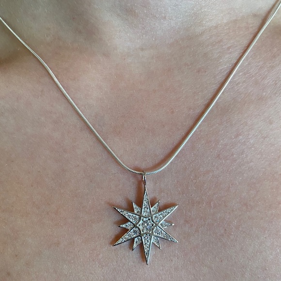 Sterling Silver Cz Star Necklace - Picture 7 of 13
